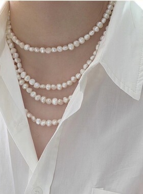 巴洛克不规则珍珠项链复古锁骨链