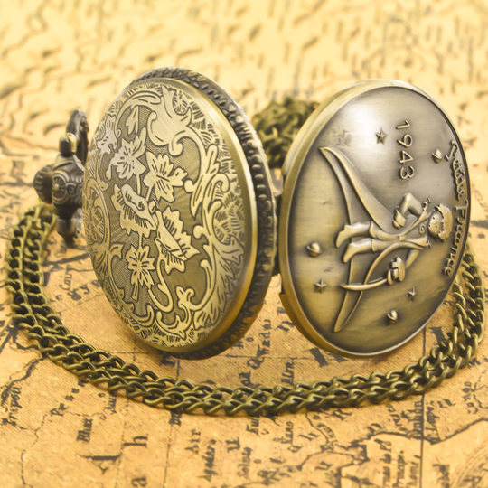 Vintage Bronze Silver Kid Star Digital Trend Antique Flip Quartz Pocket Watch Large Pocket Watch Flip Pocket Watch