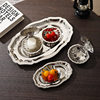 304 Stainless Steel Oval Lace Plate Russian Food Snack Dessert Plate Fruit Plate Fine Cake Tray