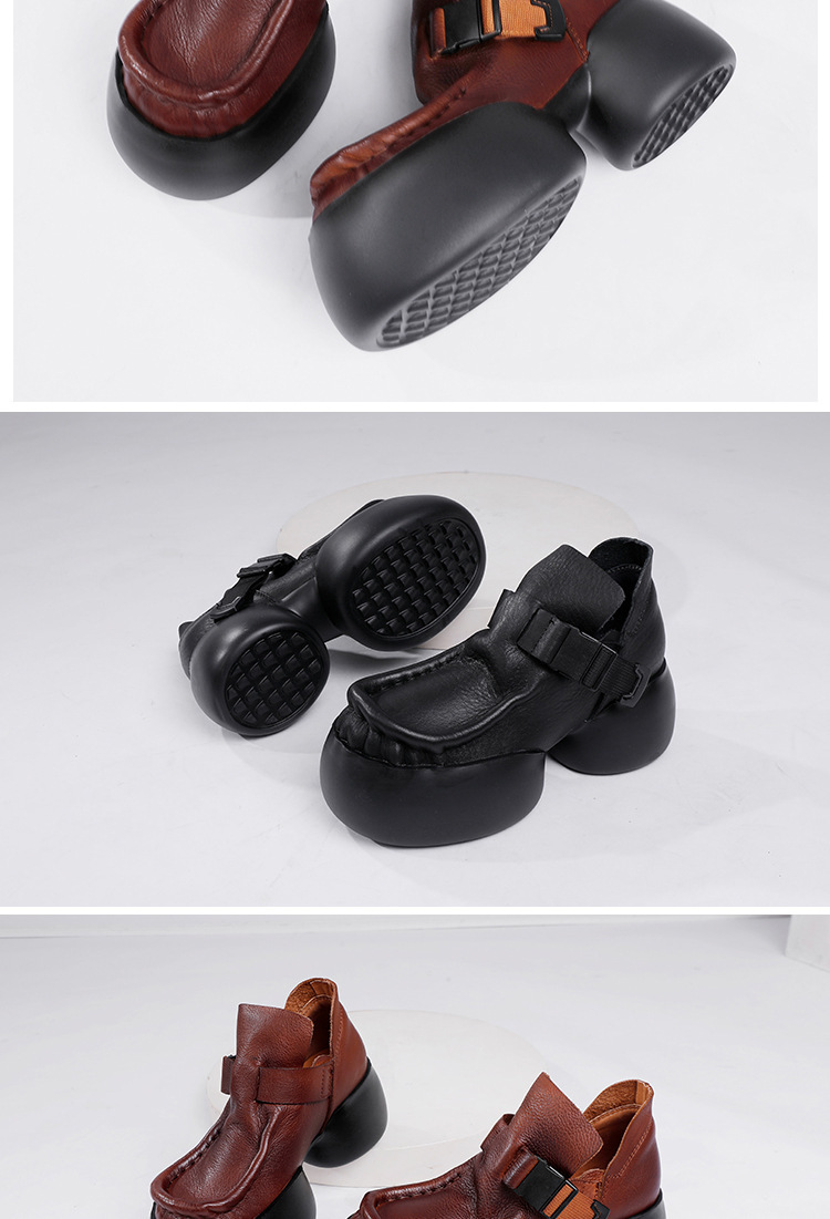 Giày boot nữ cổ cao da bò thật đế bánh xốp gót nêm — Màu nâu đậm