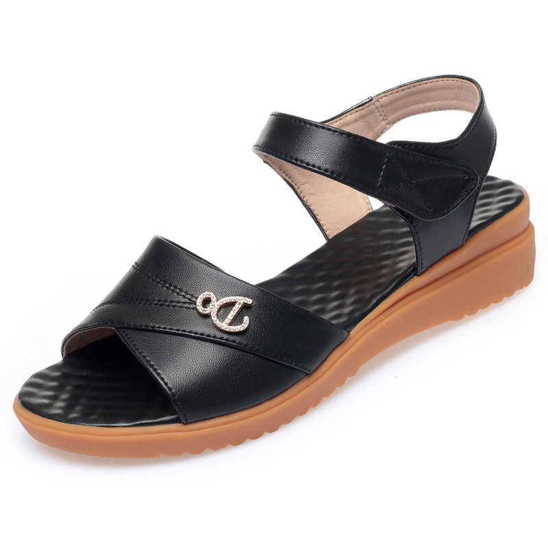 Dép Sandal Nữ Quai Chữ X Da Mềm Đế Cao 3cm - 4cm Màu Kem, Đen, Xám