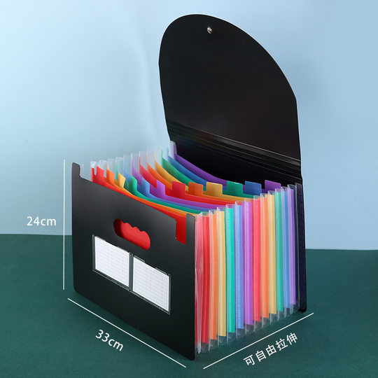 25 grid plastic three-side seal lanyard flip organ bag a4 multi-layer folder office file storage pp file bag