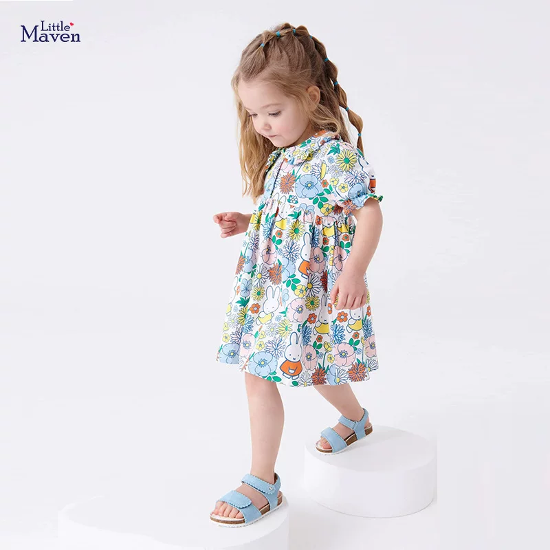 Custom-made Kids' Dress, New Summer Children's Clothing, Cartoon Printed Collared Cotton Girls' Dress