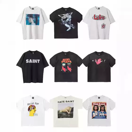 Saint Michael Vintage American VTG distressed antique FOG short-sleeved men's and women's T-shirt fashion brand
