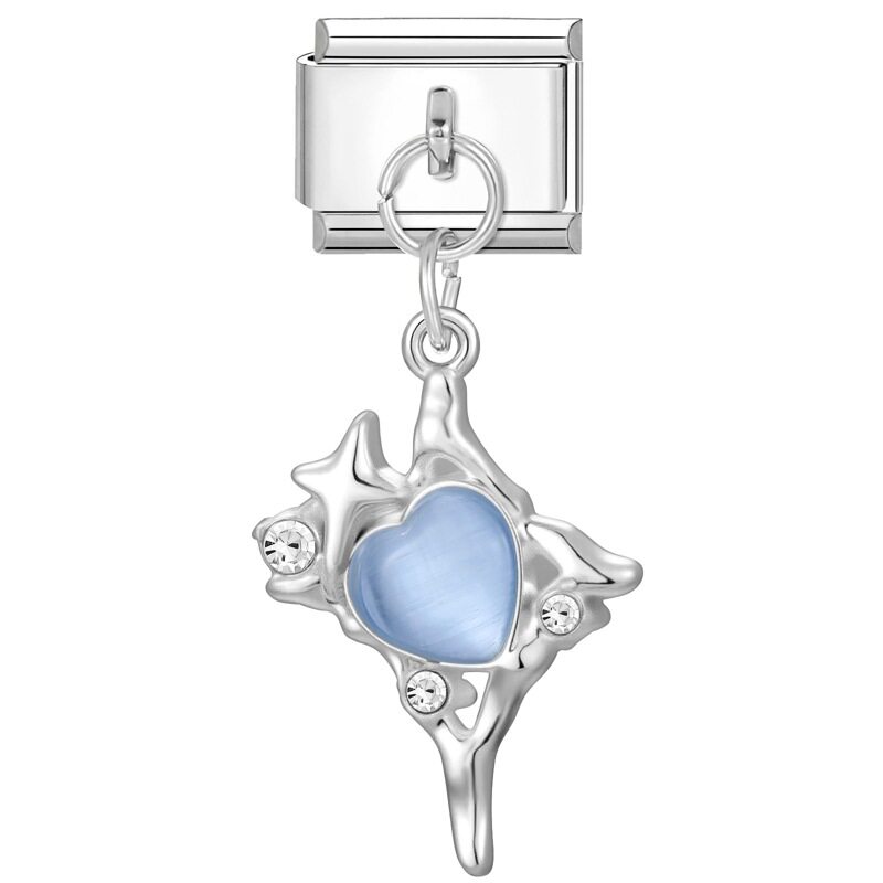 スチールボトムペンダント - ブルー四芒星