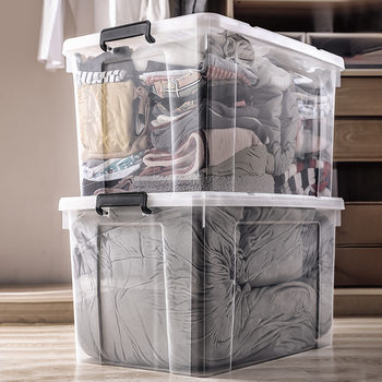 Transparent Extra Large Thickened Storage Box Toy Sundries Portable Small Storage Box Household Clothes Storage Box