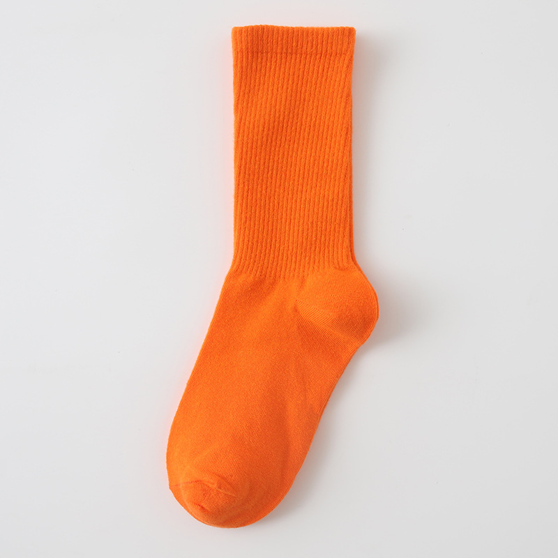 女士秋冬纯色袜糖果色中筒袜ins风彩色堆堆袜棉质街头运动袜