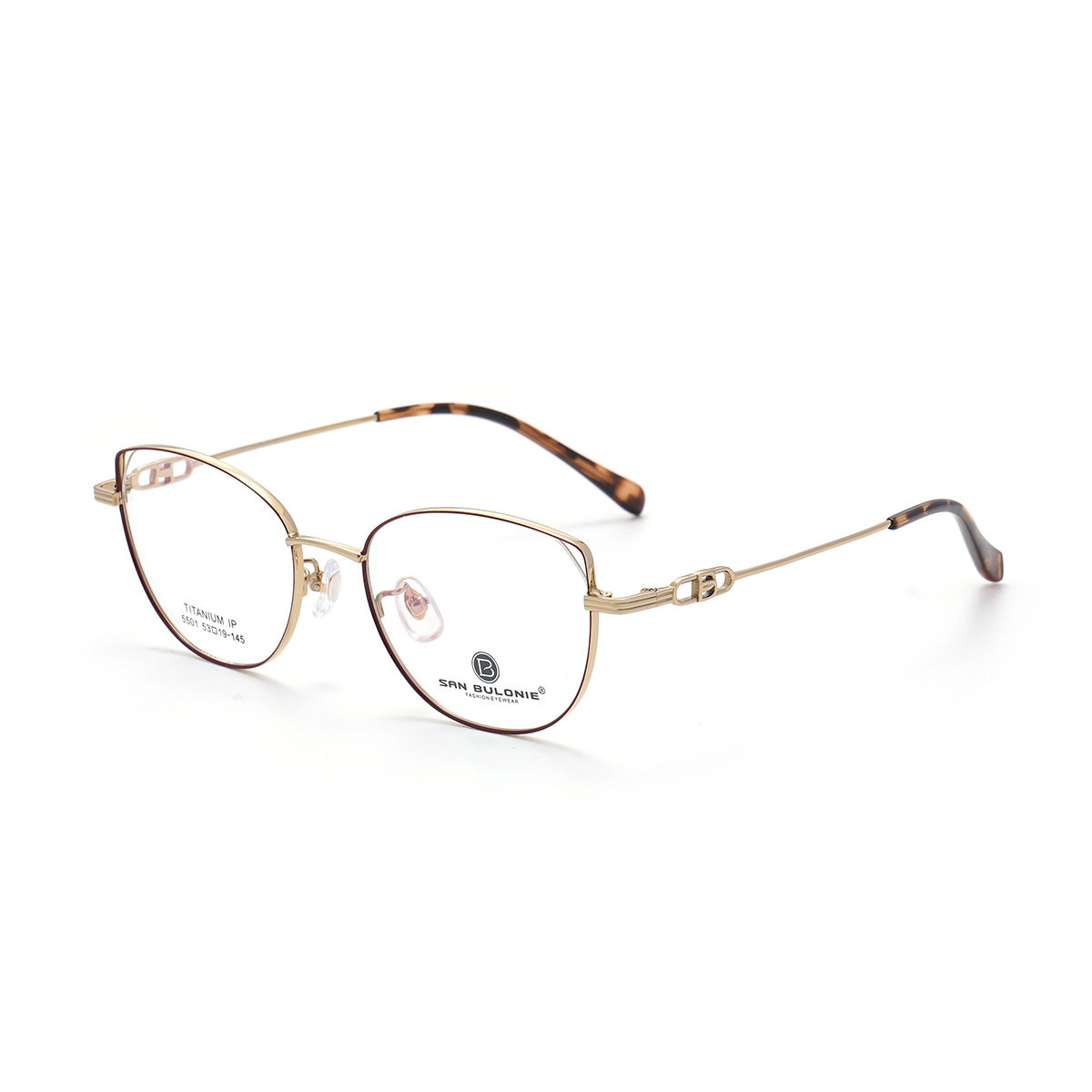 Retro Cat-Eye Glasses Frame for Women, High-End 5501 Black Thin Frame, White Pure Titanium Frame, Can Be Equipped with Prescription Danyang Glasses