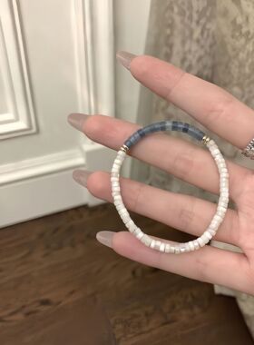 女款贝壳海蓝天然白蝶新中式手链