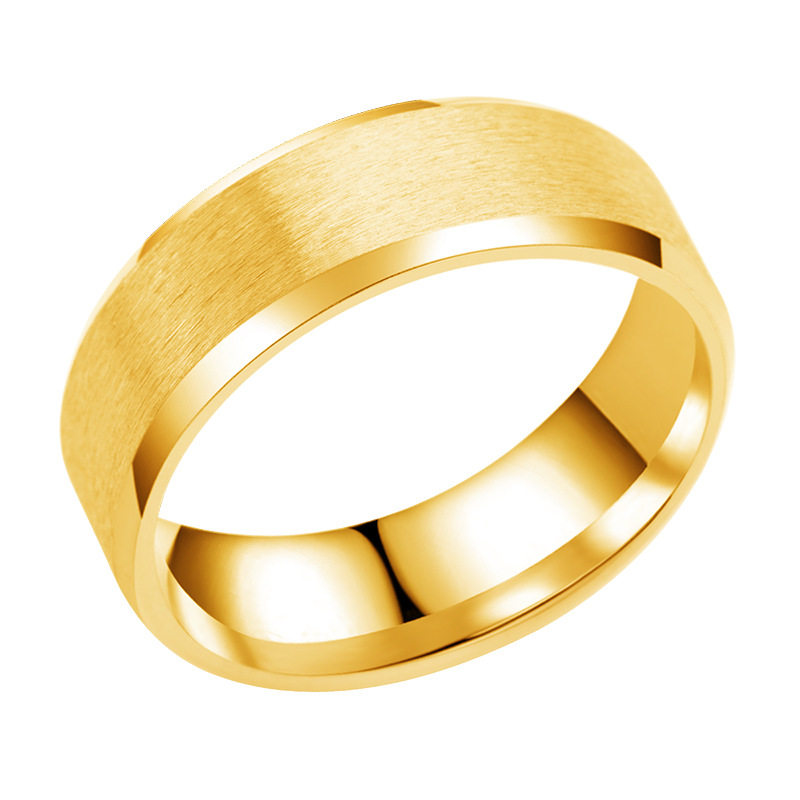 跨境欧美爆款不锈钢8mm双斜边磨砂哑光拉丝光面男士钛钢戒指批发