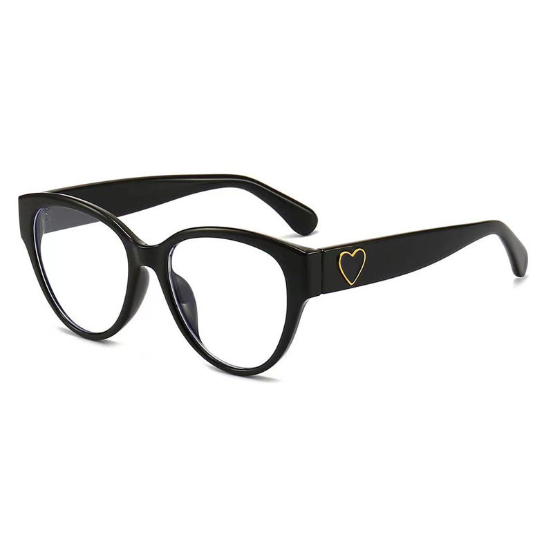 Retro black frame cat-shaped love plain beauty artifact glasses frame American cat eye hot girl square round face slimming myopia glasses for women