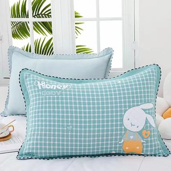 Three-layer gauze pillowcase with rounded corners and cotton hook edge large pillowcase household single soft yarn-dyed jacquard wholesale generation hair