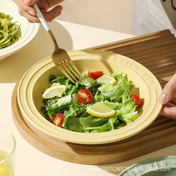 A generation of creative relief pasta plate Nordic round French dish household ceramic tableware deep plate dish