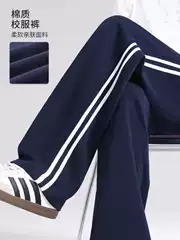 Two-Stripe School Uniform Pants for Men 2026 Spring and Autumn Straight Casual Pants Youth Sweatpants Loose Wide-Leg Sports Long Pants