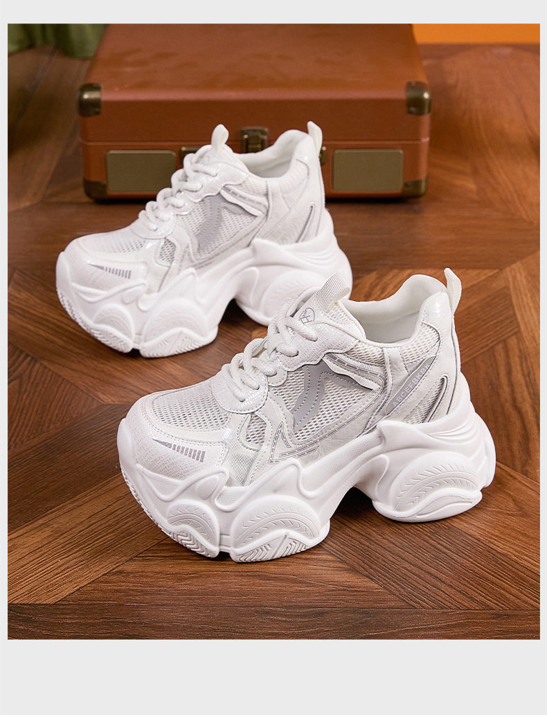 Giày sneaker nữ chạy bộ mesh thoáng đế dày êm ái — Trắng, Cam, Xám chi tiết 18