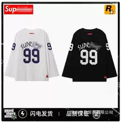 2025 New Suprem Digital No. 99 Loose Long-Sleeved Round Neck T-Shirt Wasteland Style Ins Trend Wholesale Men's and Women's Sweatshirts