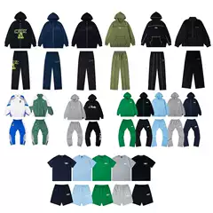 Corteiz Terry Collection Series Letter Embroidered Hooded Zipper Sweatshirt Trendyy Casual Sweatpants for Men and Women