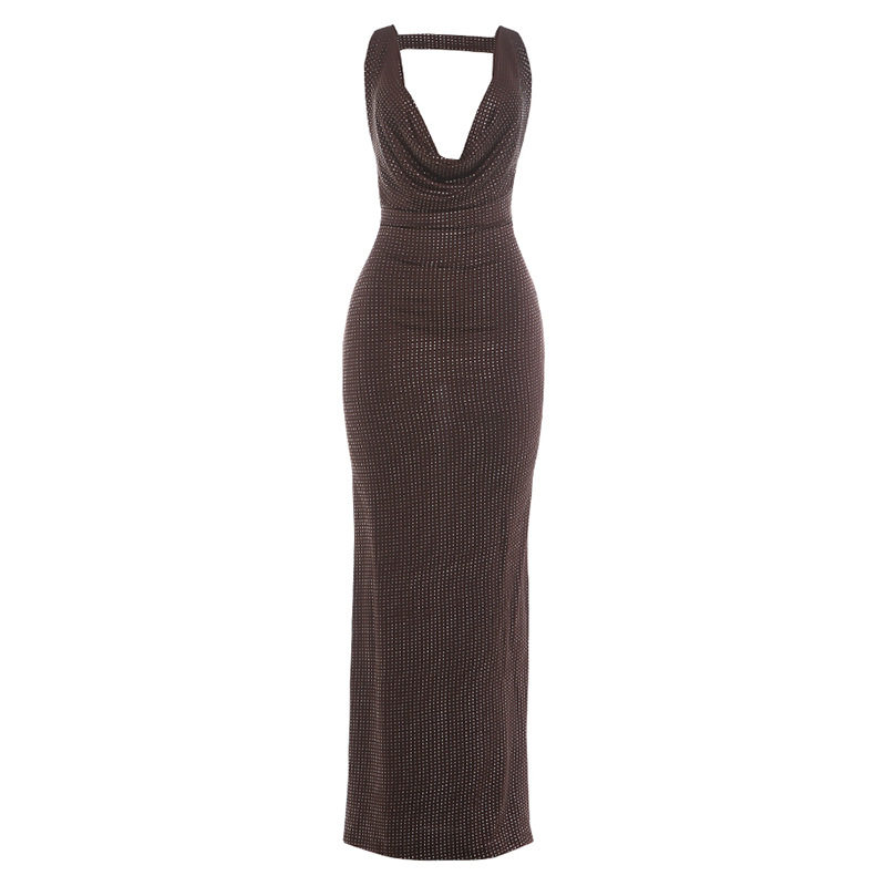 Summer Womens Dress Fashionable Halter Neck Sequined Sexy Open Back Bodycon Style Perfect for Parties and Events