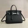 Black Crocodile-Pattern 30CM Silver Hardware