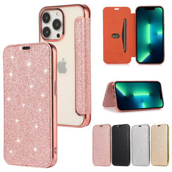 Suitable for Iphone14 Glitter Mobile Phone Leather Case Apple 17 Electroplated Transparent Card Protective Case Tpu Fashion All-Inclusive