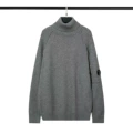 Dark gray turtleneck knitted cardigan