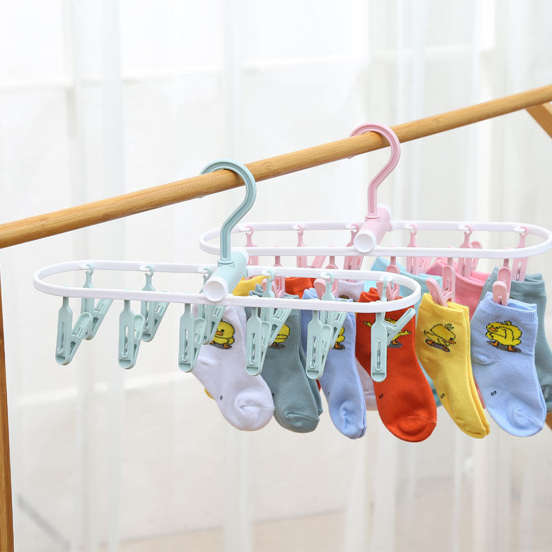 Multi-Purpose Wardrobe Clips for Sock Storage, Plastic Drying Rack, 12 Clips, Space-Saving, Multi-Functional for Home Use, Suitable for Underwear