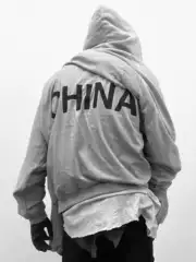 Kanye's Same Style Shanghai Concert Peripheral Sznx Floral Gray Hooded Zipper Printed Sweatshirt for Men and Women