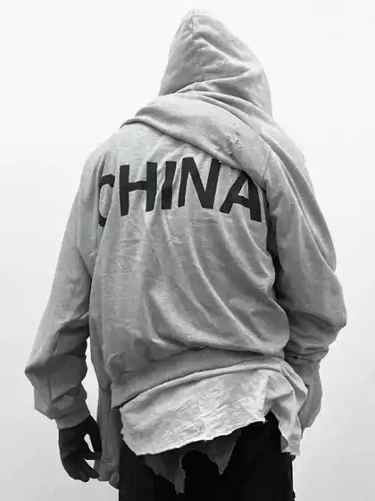 Kanye's Same Style Shanghai Concert Peripheral Sznx Floral Gray Hooded Zipper Printed Sweatshirt for Men and Women