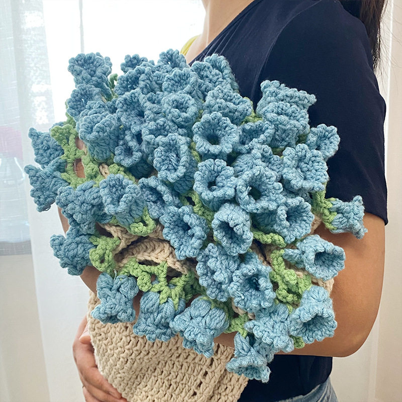 Rose Blanket Wool Knitting Handmade DIY Crochet Lily of the Valley Bouquet Blanket Large Hook Flower Material