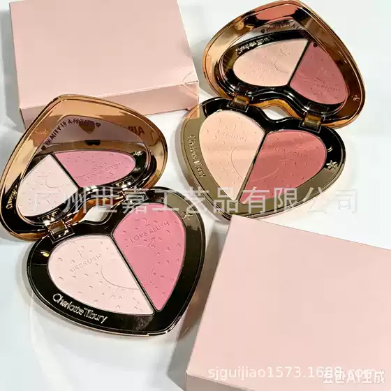In-Stock Heart-Shaped Dual-Color Blush Ct Rose Pink New Product Pillow Talk Gemstone Box # Pink # Peach Formal Wear 13g