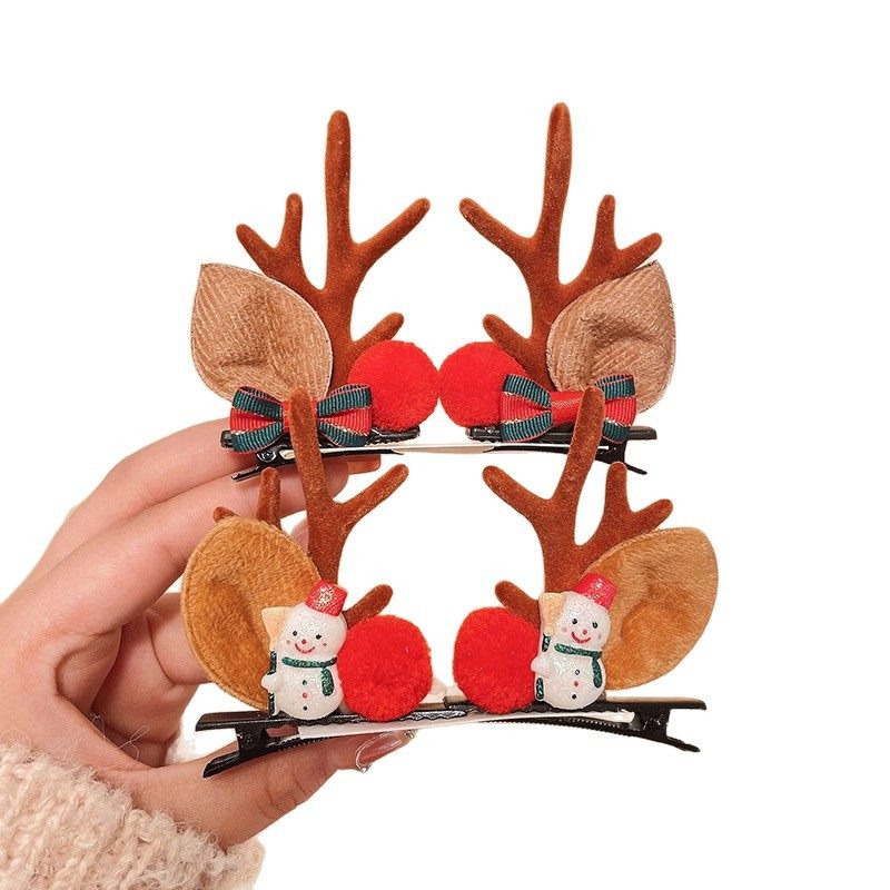Christmas Hairpin Cute Rabbit Ears Plush Hairband Women's Winter Bow Hair Press Headband Atmospheric Hairband Headwear