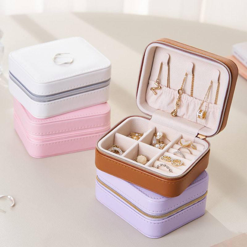 PU Leather Simple Jewelry Box Earrings Creative Portable Jewelry Storage Box Earrings Earrings Ring Small Jewelry Box