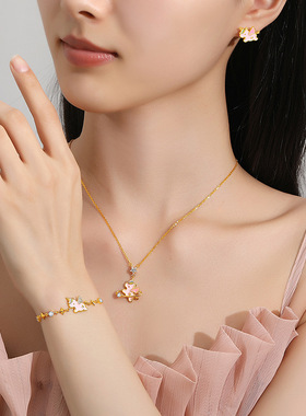 彩虹星芒独角兽项链女S925纯银甜美可爱小众设计精致少女感锁骨链