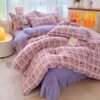 New Milk Velvet Thickeneded Bed Cover Four-Piece Set Winter Coral Velvet Small Floral Quilt Cover Fleece-Lined Bed Bed Sheets Three-Piece Set
