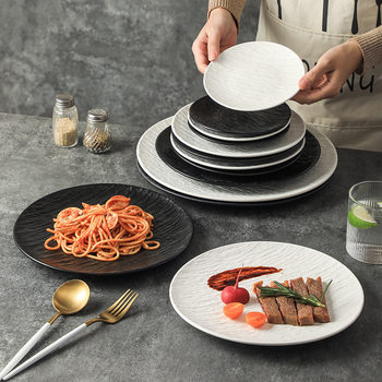 Nordic Plate High-grade Steak Plate Ceramic Plate Japanese Household Tableware Bone Plate White Western Food Plate Light Luxury