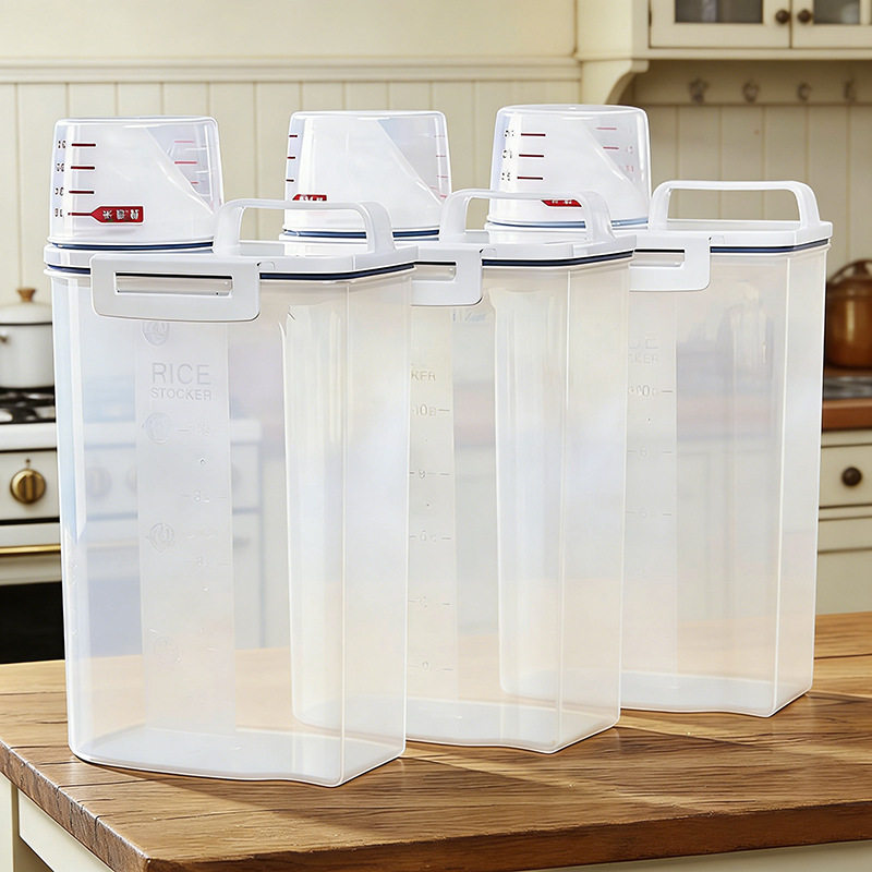 Cross-Border Kitchen Grain Jar Food Storage Box Transparent Plastic Storage Jar Household Grain Sealed Jar