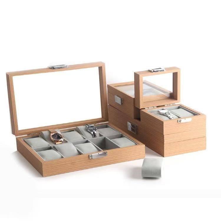 Watch Box Watch Storage Box Window Window Rosewood Grain Leather Watch Finishing Box Stall Bracelet Tray Watch Shelf
