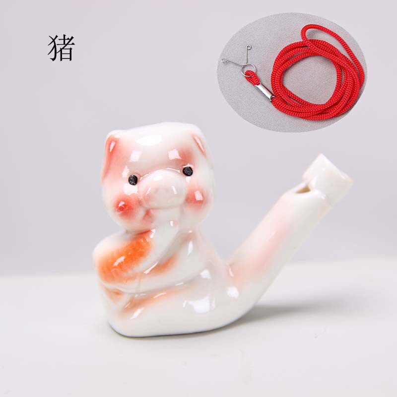 新款配挂绳十二生肖水鸟口哨12249吹出响亮声音口哨陶瓷工艺品