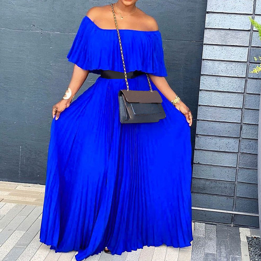 Off Shoulder Pleated Dress Sexy One Shoulder Design Elegant Fit Summer Fashion Perfect for Parties and Events