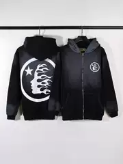 American-style Niche Trendy Brand Side Goddess Large LOGO Printed High Street Men's and Women's Loose Hooded Dressed Zipper Sweatshirt Hat