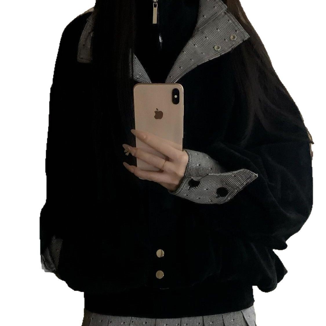 Womens Two Piece Set Spring Casual Jacket and Skirt Slim Fit Available in Black Wholesale Sizes S