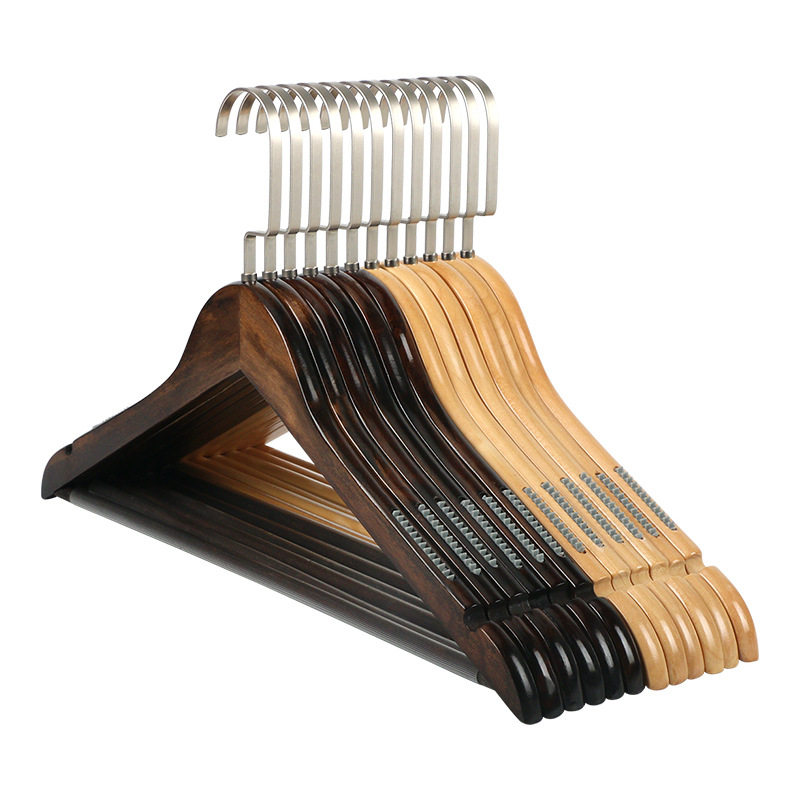 Household Wooden Clothes Hangers for Adults, Solid Wood Non-Slip Clothing Store Men's Clothes Hangers, Customizable Logo Wholesale