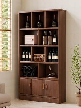 Solid Wood Wine Cabinet Home Living Room Storage Rack Display Cabinet Commercial Simple Small Entrance Cabinet Wall Partition Cabinet Wine Rack