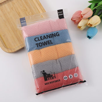 Dishwashing Rag Microfiber Corn Grain Polyester Brocade Rag Household Wipe Glass No Marks Thickened Absorbent Towel
