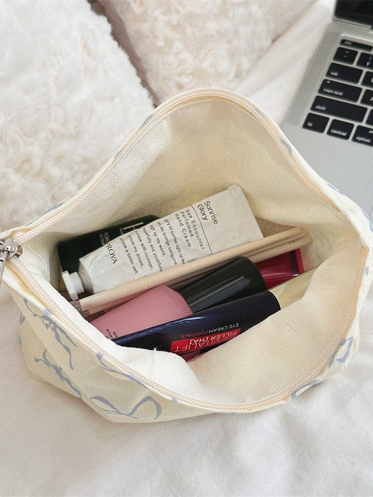 3432 Ins Floral Cosmetic Bag Water Lotion Skin Care Large Capacity Zipper Storage Bag Shopping Clutch Bag