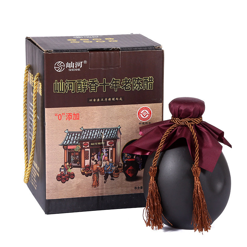 Ten-Year-Old Aged Vinegar Gift Box, Pure Grain Brewed Authentic Shanxi Aged Vinegar, Jar-Packed, Wholesale from the Manufacturer, Handmade