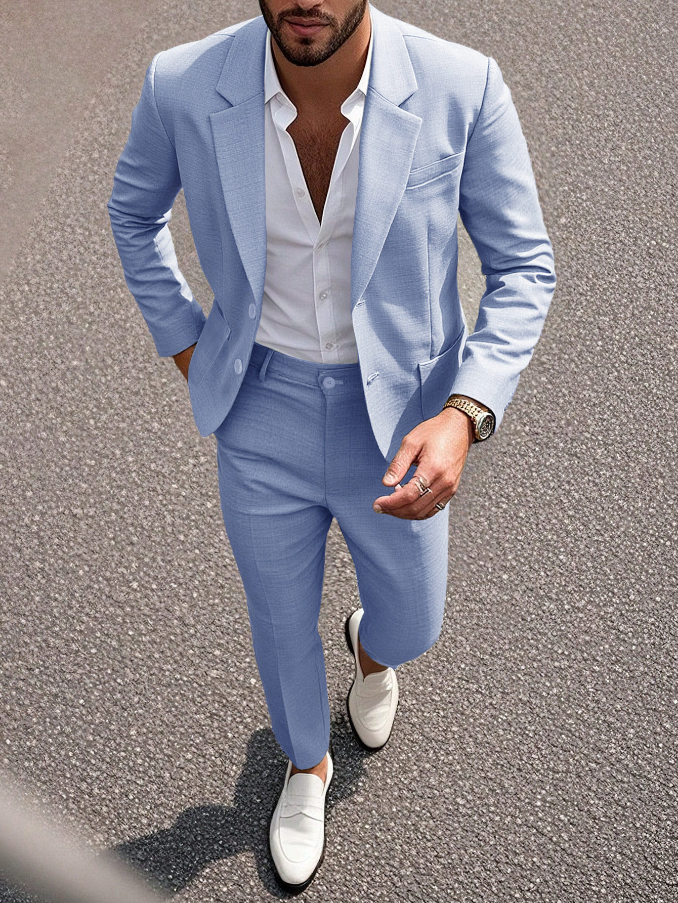 2026春夏跨境欧美西服套装男装纯色气质宴会礼服轻商务西装250603