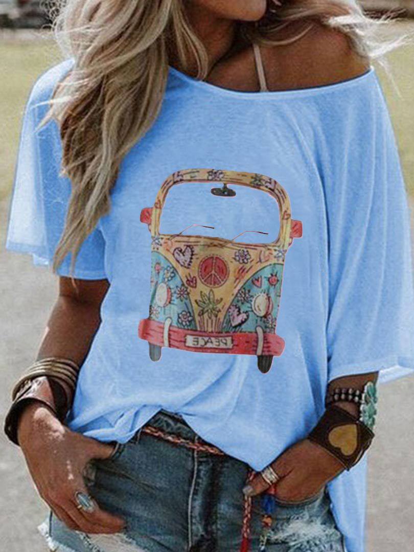 Womens Fashion Short Sleeve T Shirt Trendy Print Design Casual Wear for Everyday Use Wholesale Available