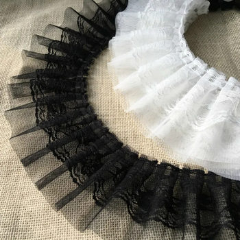 9cm wide black and white double layer mesh lace lolita princess style doll dress diy handmade decoration