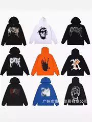 Outer Single Revenge Sweater Keel Smoke Couple Skull American Men's and Women's Loose High Street fleece-lined Hoodie